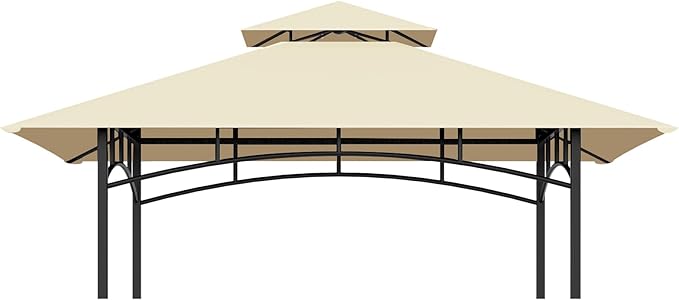 Grill Gazebo Replacement Top, 5 * 8 Outdoor BBQ Top Cover, Double Layer BBQ Gazebo Top Canopy for Model #L-GG001PST-F(Beige)