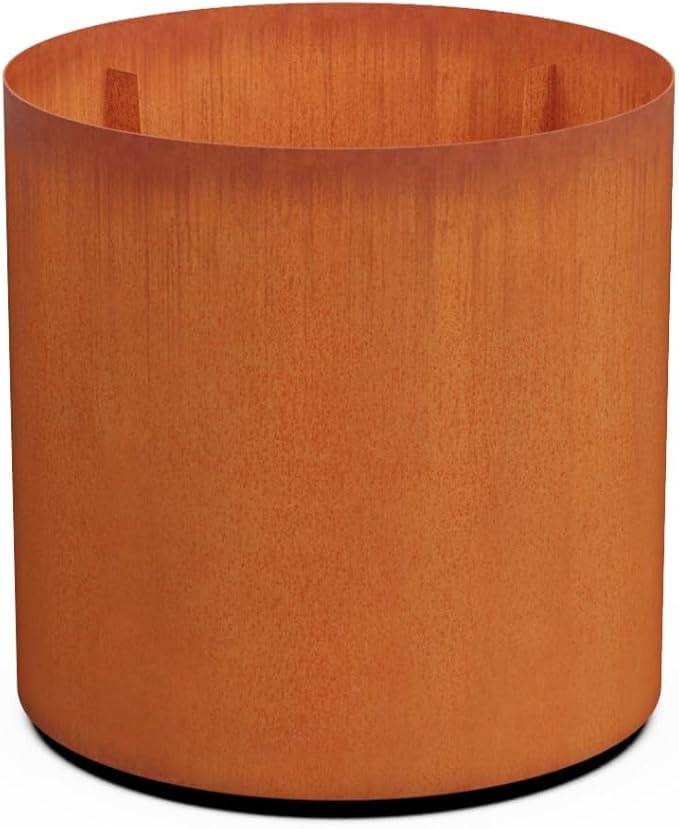 PLANTERCRAFT Corten Steel Metal Planter Box, Round Sizes, Modern Garden Steel planters for Commercial and Residential Outdoor Use.