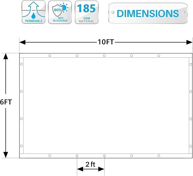90% Shade Cloth Sun Shade Fabric Privacy Screen Shade Cover for Patio Garden Pergola Shade Cover Canopy with Gromments