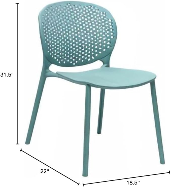 2xhome Set of 4 Patio Dining Chairs | Modern Stackable Outdoor Pool Side Chair | Weather Resistant Plastic for Yard, Porch, Balcony, Kitchen, Teal