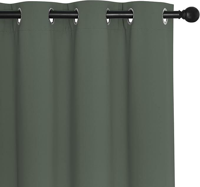 NICETOWN Dark Mallard Blackout Curtains for Bedroom/Living Room 132 Inch Length - Thermal Insulated Room Darkening Grommet Top Window Curtains (100 by 132 - Inch, 1 Panel)