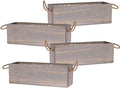 Wooden Planter Box with Handle I Rustic Barn Wood, Plastic Liner l Garden Decor l Restaurant and Wedding Decorations l Wedding Table Centerpiece (12x4 w Handle Set of 4, Natural)