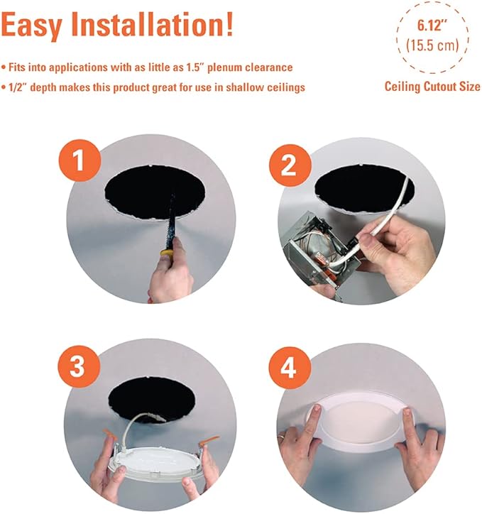 HALO HLB Recessed Lighting 6 Inch LED Thin Canless, Dimmable w/Selectable Color Temperatures - HLB6099FS1EMWR