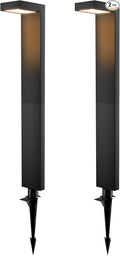 Low Voltage Landscape Lights, 2 Pack Outdoor LED Pathway Light, Wired Path Lighting for Walkway, Garden, IP65 Waterproof, 400LM, 4000K, Modern Cast-Aluminum, Black