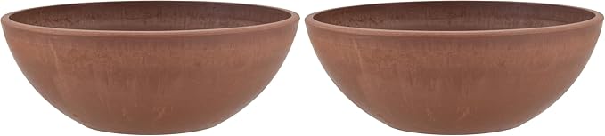 PSW Pot Collection Shallow Bowl Planter, 10-inch | Terra Cotta Color | Pack of 2 | For Succulents & Bonsai