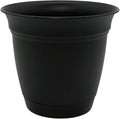 The HC Companies Eclipse Round Planter with Saucer - Outdoor & Indoor Plant Pot with Drainage Holes - Lightweight, UV-Resistant Plastic Pots for Plants, Flowers & Herbs (6" Black, Pack of 1)