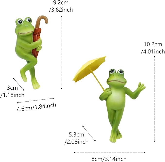 Set of 2 Funny Frog Statues Outdoor Flower Pot Hugger, Resin Hanging Frog Figurines Cute Climbing Animals Sculpture Plant Pot Decorations for Home Garden Patio Lawn Yard Ornaments (Holding Umbrella)