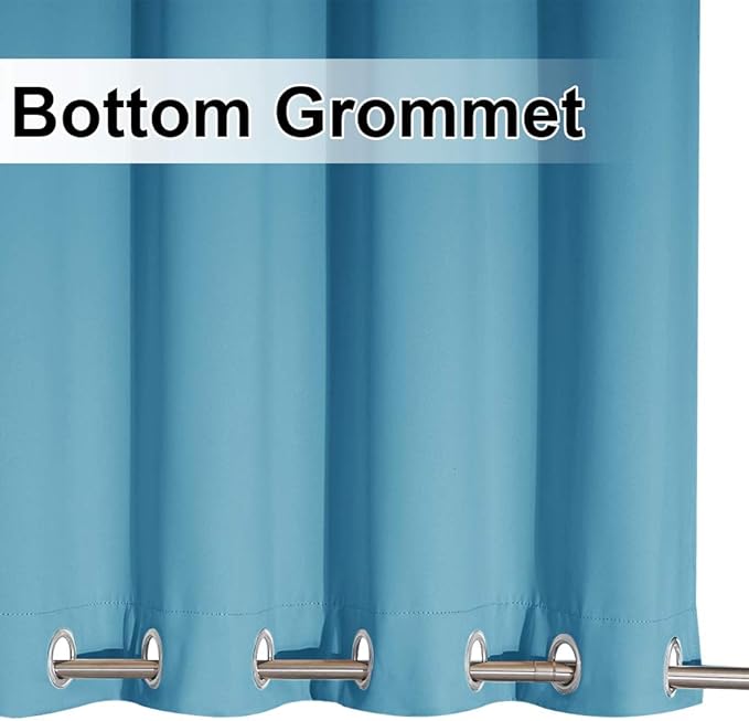 NICETOWN Outdoor Curtain for Patio/Balcony, Thermal Insulated Weight Heavy Windproof Top and Bottom Stainless Steel Grommets Sun/Rain Protect Drape for Porch/Pergola, 1 Piece, W52 by L84, Teal Blue