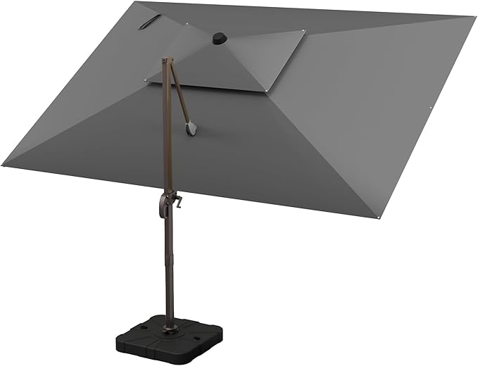 9' X 12' Cantilever Outdoor Patio Umbrellas Double Top Large Rectangle Umbrella Heavy Duty 360°Rotation Offset Umbrella for Garden Deck Pool Patio,Grey