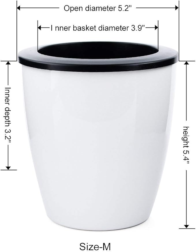 5.2“ Self Watering Planter White Flower Pot, 3 Pcs Medium Planter Pot, Mini Plant Pot, for All Plants, Herbs, African Violets, Succulents, Flowers Or Start Plants, White, 5 inch