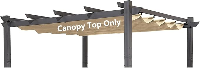 Pergola Shade Cover Replacement Canopy Top Compatible with 10 X 10 ft 6-Bar Pergola Frames - Beige (Canopy Size 116" W x 95" L, Canopy Top Only)