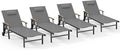 Ciokea Outdoor Lounge Chair with Pillow Set of 4, 5-Position Chaise Lounge with Wheels & Armrests, 400 lbs Heavy Duty Aluminum Pool Lounge Chairs, for Beach, Deck, Poolside & Backyard, Grey