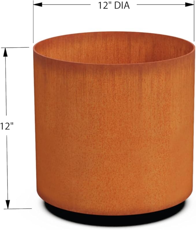 PLANTERCRAFT Corten Steel Metal Planter Box, Round Sizes, Modern Garden Steel planters for Commercial and Residential Outdoor Use.