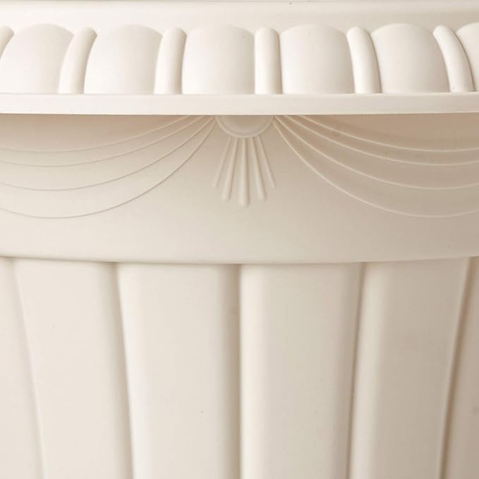 Arcadia Garden Products PL00BG Classic Traditional Plastic Urn Planter, 16” x 18”, Beige