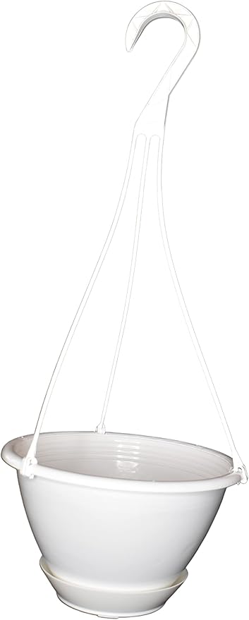 8 inchWhite Plastic Hanging Basket with Saucer by Koba (10)