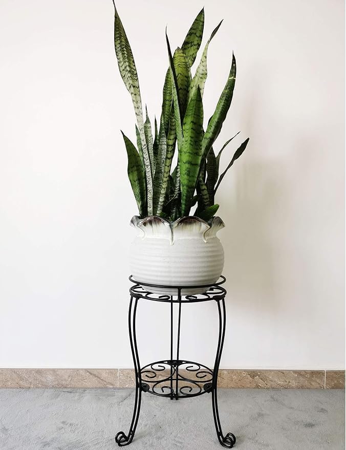 11.8 inches Diameter Tall Metal Plant Stand for Indoor or Outdoor,Heavy Duty Flower Pot Stand Rack Holds Big Heavy Plants,Black (18.9 INCHES TALL)