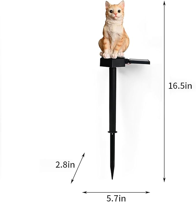 Cat Solar Light Ornaments Garden Decor Outdoor Lawn Decorations Cute Animal Stake Patio Yard Statue Waterproof Tabby Gifts for Lovers