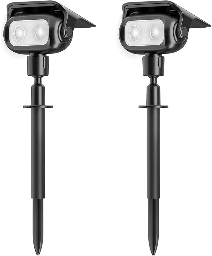 Nreonrick Solar Spot Lights 360° Adjustable Solar Lights Outdoor IP65 Waterproof with 2-in-1 Solar Powered Spotlights for Landscape Lighting for Garden, Yard, Pathway (Cool White, 2 Pack)