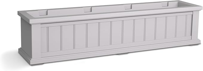Mayne Cape Cod 4ft Window Box - White - 48in L x 11in W x 10.8in H - Polyethylene - Built-in Water Reservoir (4841-W)