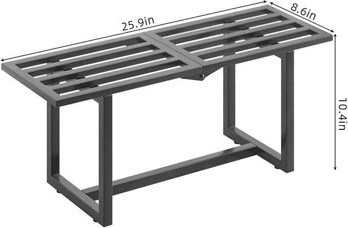 Modern Outdoor Plant Stand for Indoor Corner, Foldable Metal Plant Display Shelf for Multiple Pots,Mid Century Slatted Bench for Garden, Patio Load Bearing 330 lbs 26" L x 10.4" H x 8.6" W 2 Pack Grey