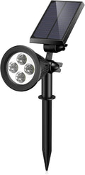 AMIR Solar Spotlights Outdoor Upgraded, Waterproof 1 Pack Security Landscape Lights 4 LED, Adjustable Solar Garden Light with Auto On/Off for Yard Driveway Pathway Pool Patio (White)