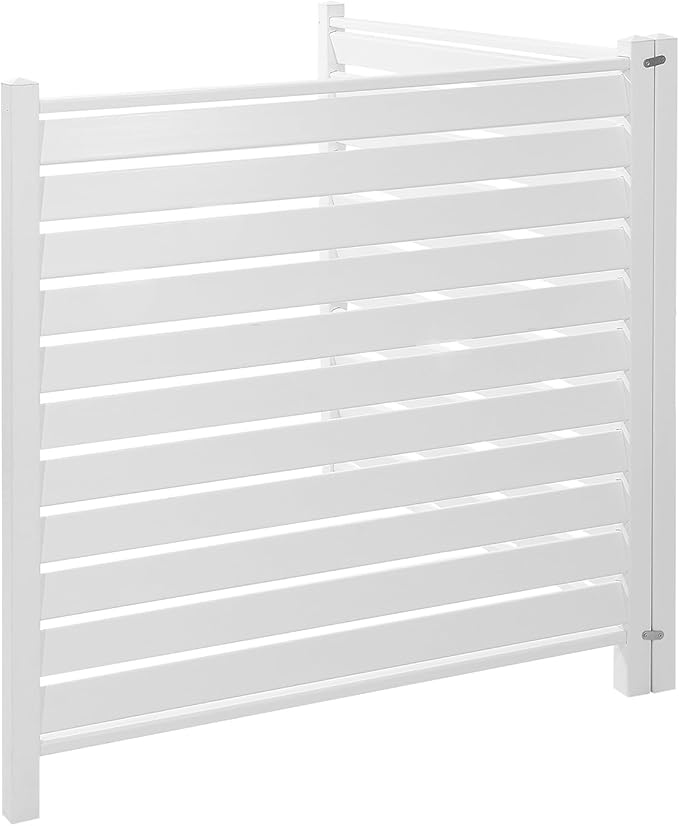 VEVOR 48" W x 48" H Vinyl Fence Panels, Air Conditioner Fence, Outdoor Privacy Screens for Trash Can, Pool Equipment Enclosure, Privacy Screen Kit Louvered Panels (2 Panels)