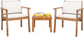 Devoko Patio Set 3 Piece Acacia Wood Outdoor Furniture Conversation Seat with Table & Cushions Porch Chairs for Balcony, Deck, Backyard