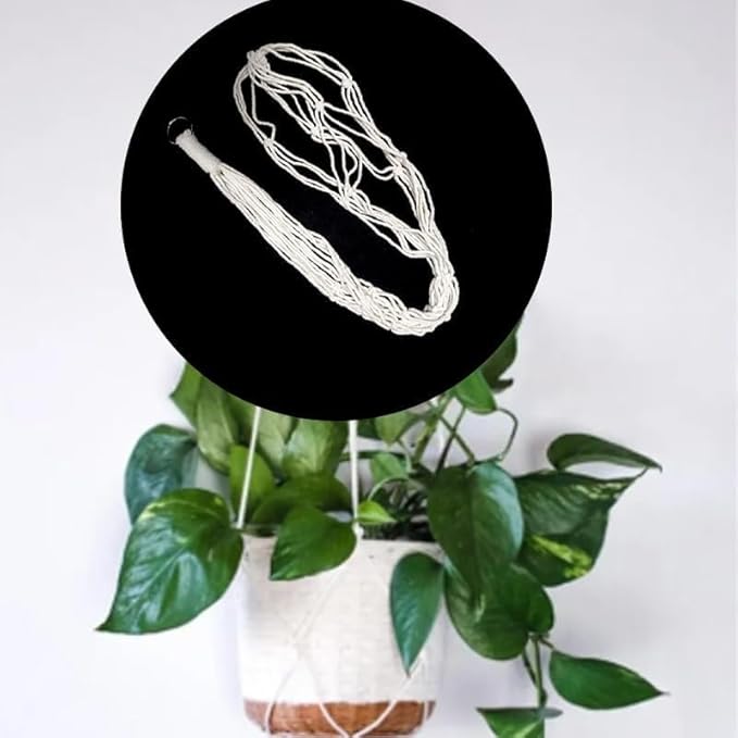 Macrame Plant Hangers 3 Pack, Hanging Plant Holders for Indoor Plants, Handmade Woven Cotton Rope Hanger Kits, Decorative Flower Pot Holders for Home & Garden Decor（Plants Not Included）