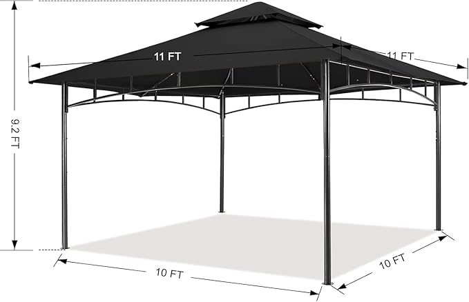 MASTERCANOPY Outdoor Garden Gazebo for Patios with Stable Steel Frame (11x11, Deep Grey)