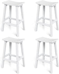 Stoog Weatherproof Bar Stools Set of 4, 28" Height Patio Bar Stools, Easy to Clean and Maintain, for Bar, Kitchen Counter, Deck, and Patio, White