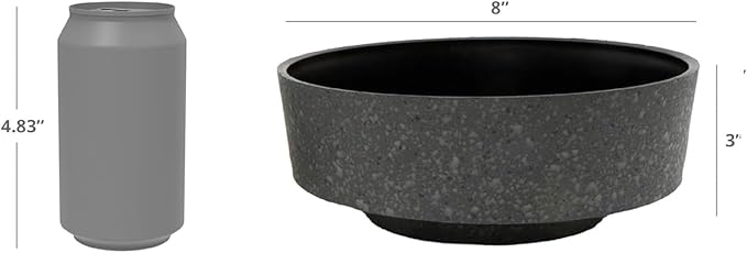 The HC Companies 8 Inch Round Plastic Succulent Capri Bowl Decorative Indoor Flower Succulent Planter Pot with Drain Plug Hole, Faux Concrete Color (2 Pack)