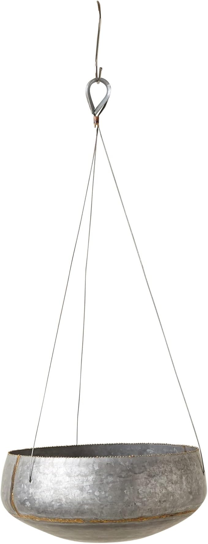 Creative Co-Op Grey & Gold Hanging Iron Planter