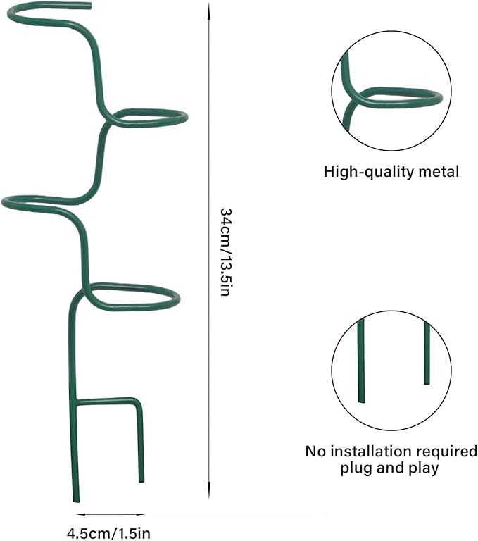 Set of 3 Sturdy Metal Plant Support Stakes for Indoor & Outdoor Use - Garden Trellis for Hydrangeas, Monstera, Flowers, Herbs, and Seedlings - Ideal for Small to Medium Plants