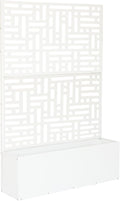 Oakland Living 6 ft. X 4 ft. White Freestanding Metal Privacy Screen Room Divider with Flower Box