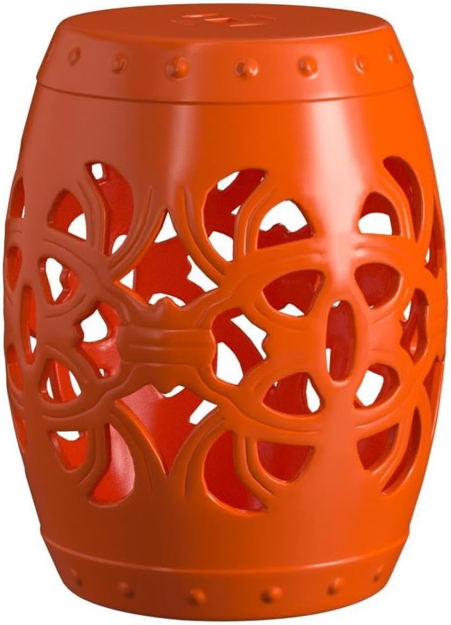 Safavieh Castle Gardens Collection Imperial Vine Antique White Glazed Ceramic Garden Stool