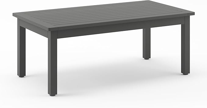 LUE BONA Outdoor Coffee Table, HDPS Patio Coffee Tables for Outside Rectangle, Adjustable Levelling Feet/Weather Resistant, Patio Table for Deck, Pool, Balcony, Indoor or Outdoor Use, Dark Gray