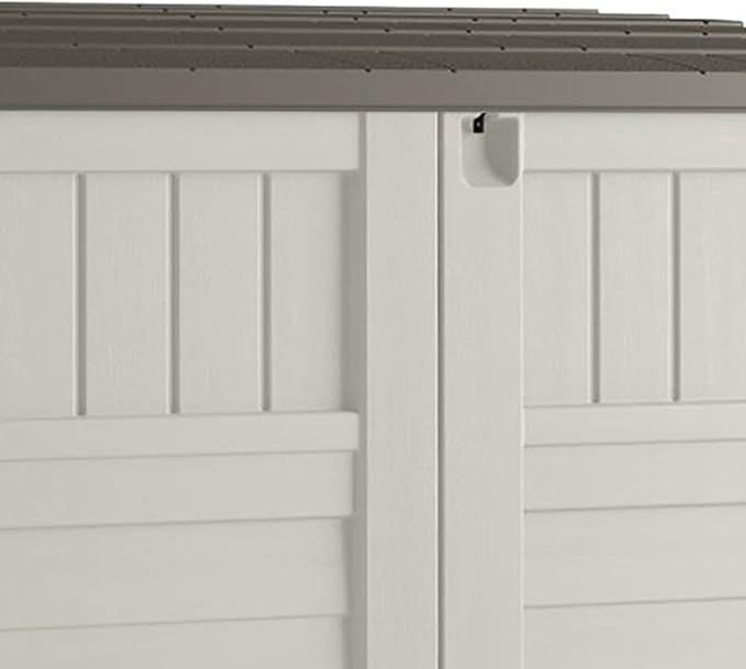 Suncast 3 Pack 34 Cu Ft Capacity Horizontal Outdoor Storage Shed for Garbage Cans, Garden Accessories, Backyard, and Patio Use, Vanilla