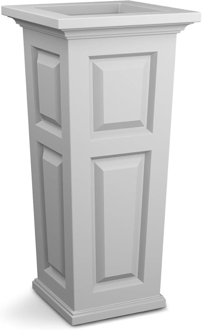 Mayne Nantucket 32-Inch Tall Planter – Self-Watering, Weather-Resistant Planter for Flowers – Durable Outdoor Design for Patio, Porch, or Entryway