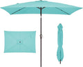 JEAREY 6.5x10 ft Rectangular Patio Umbrellas Rectangle Outdoor Umbrella with Push Button Tilt and Crank, Market Table Umbrella 6 Sturdy Ribs UV Protection for Poolside Garden Backyard Deck, Peacock Blue