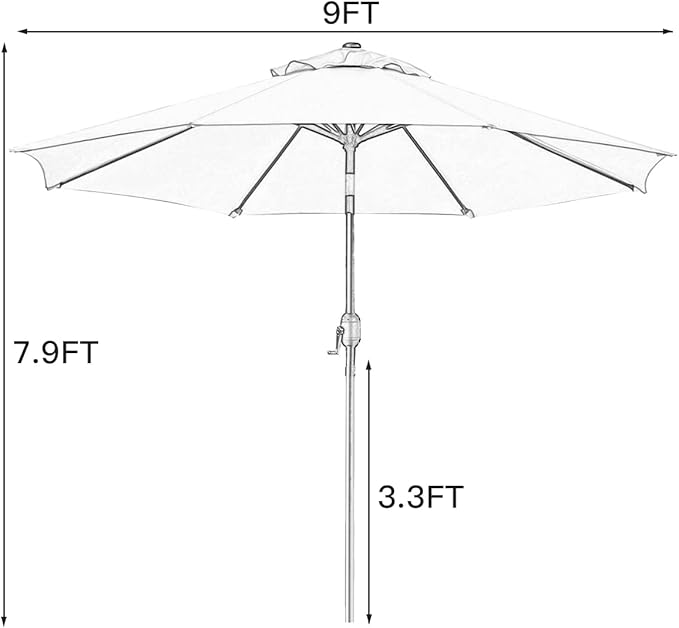 Sunnyglade 9' Patio Umbrella Outdoor Table Umbrella with 8 Sturdy Ribs（Purple）