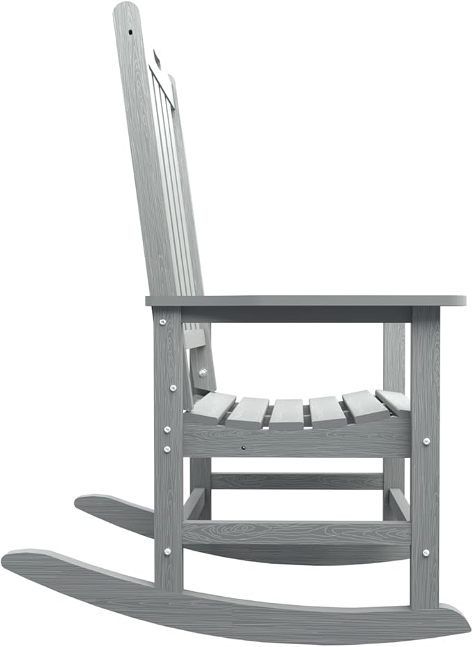 Oversized Rocking Chair Set of 2, Outdoor Rocking Chair for Adults, All Weather Resistant Porch Rocker for Lawn Garden, Grey