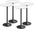 Furmax Bistro Pub Table Round Bar Height Cocktail Table for Home Bar, Small Round Bar Tables for Party, Dining Room, Living Room and Wedding, Metal Base MDF Top Obsidian, 40.6 Inch Height (4, White-1)