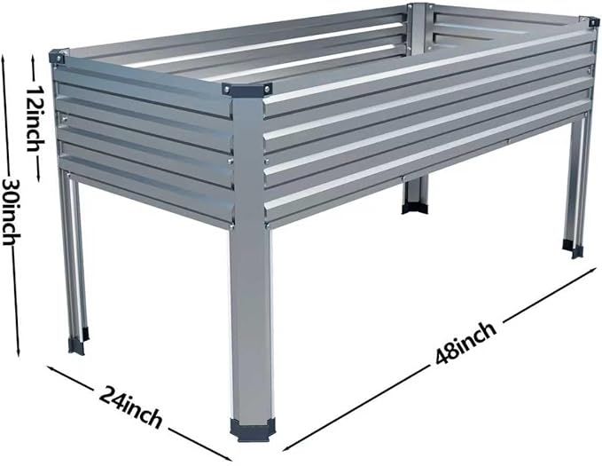 Galvanized Raised Garden Bed with Legs,2PCS 48×24×30in Elevated Planter Box for Backyard,Outdoor Garden, Patio, Balcony, 350lb Capacity,Silver