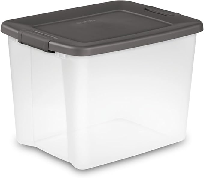 Sterilite 18-Pack Plastic Storage Bins w/ Lids, Shelf Totes Clear Containers, 50 Qt, Gray