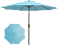 JEAREY 9FT Patio Umbrellas Outdoor Table Umbrella with Push Button Tilt and Crank, Market Umbrella 8 Sturdy Ribs UV Protection Waterproof for Garden, Deck, Backyard, Pool (Sky Blue)