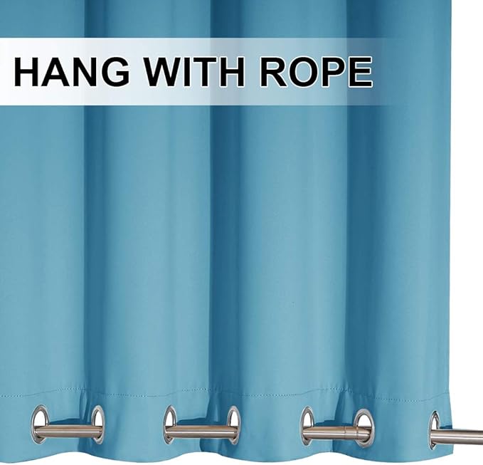NICETOWN 2 Panels Weighted Outdoor Curtains 84 inch Long, Stainless Grommet Top & Bottom, Waterproof & Windproof Thermal Insulated Sun Blocking Privacy Curtains for Gazebo/Pergola, Teal Blue, 52" W