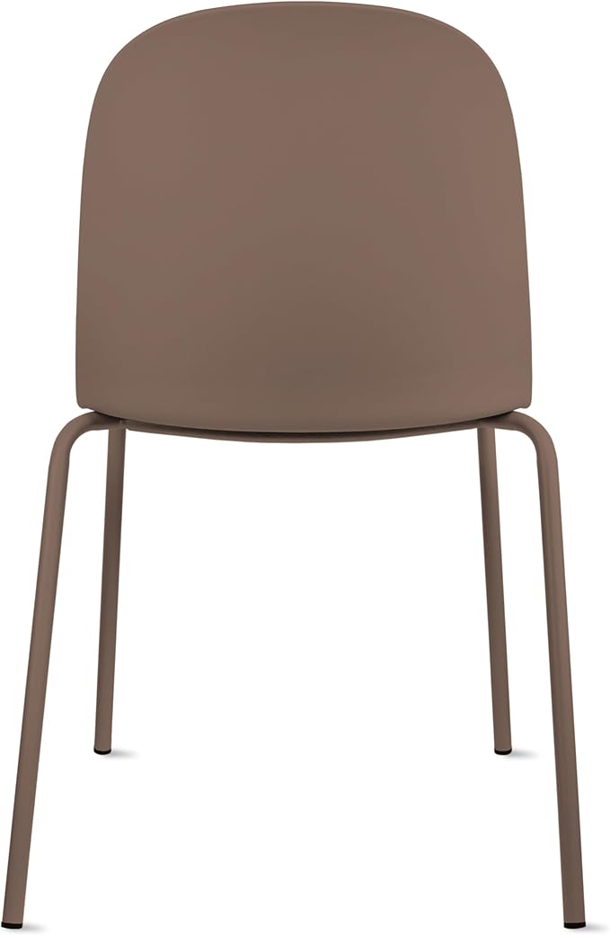 2xhome Set of 4 Modern Stackable Armless Dining Chairs | Plastic Shell Seat with Metal Legs | Indoor or Outdoor Use | Home Kitchen Patio, Brown
