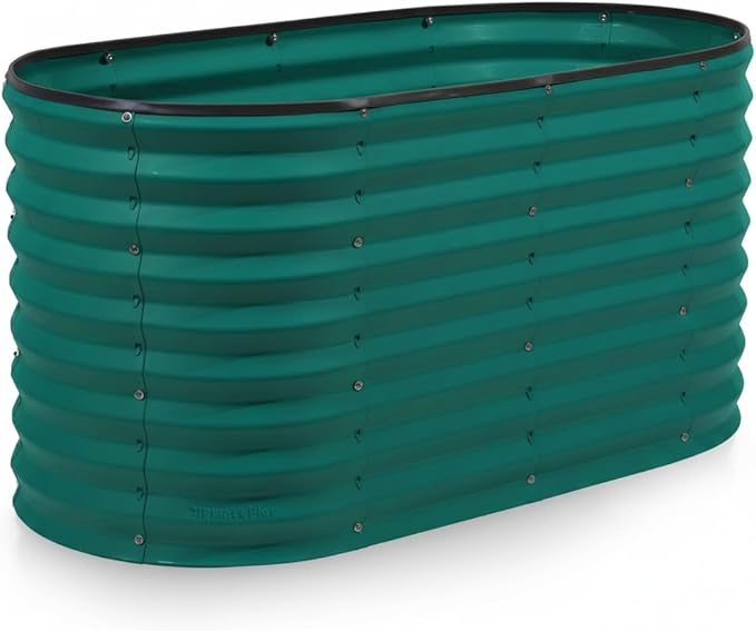 Plant & Plot Galvanized Raised Garden Beds Outdoor // 4×2×2 ft Planter Raised Beds for Gardening, Vegetables, Flowers // Large Metal Garden Box (Dark Green) // Patented Tool-Free Design