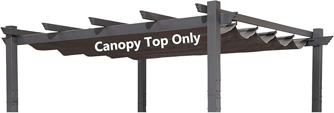 Pergola Shade Cover Replacement Canopy Top Compatible with 10 X 10 ft 6-Bar Pergola Frames - Gray (Canopy Size 116" W x 95" L, Canopy Top Only)
