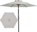 JEAREY 7.5FT Patio Umbrella Market Table Umbrella with 6 Sturdy Ribs, Push Button Tilt/Crank Outdoor Umbrella for Garden, Deck, Backyard, Pool and Beach,Light Grey